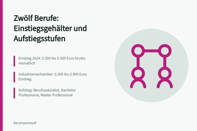 Vergleich von zwölf Berufen mit Einstiegsgehältern und Aufstiegsstufen. Berufsbilder im Vergleich mit Aufgaben, Gehalt und Aufstiegschancen in Deutschland