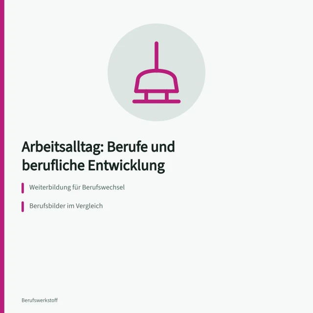 Rubrik Arbeitsalltag: Berufe, Weiterbildung, Bewerbung und berufliche Entwicklung. Arbeitsalltag: worum es in dieser Rubrik geht